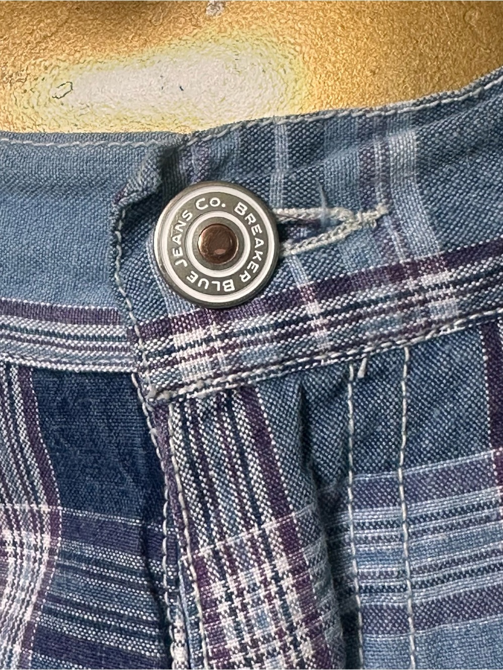Y2K Breaker Jeans Plaid Shorts Juniors 11 Blue Purple Cotton Low Rise Shorts - Picture 5 of 6
